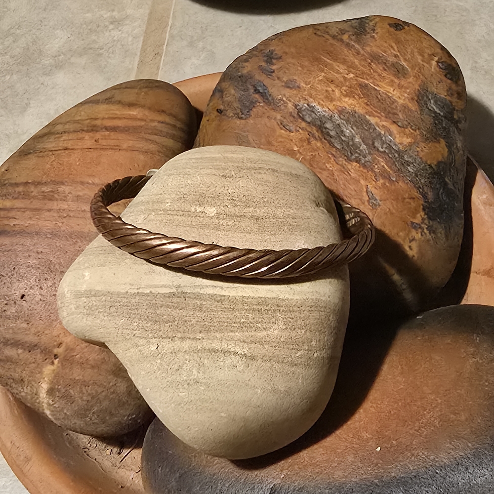 Copper twist cuff bracelet some flex adjustable unisex handcrafted jewelry